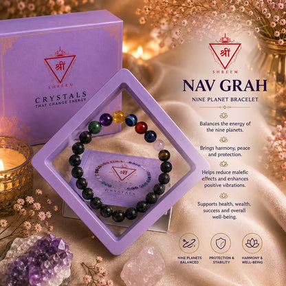 Nav Grah bracelet in gift box with nine planet benefits