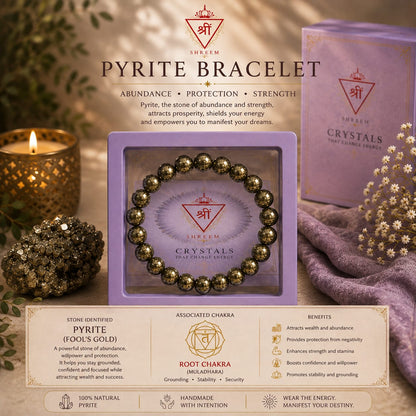 Pyrite bracelet in NATHSVIKAAR gift box with benefits