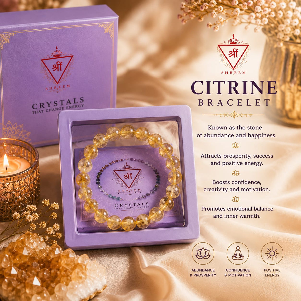 Citrine crystal bracelet benefits and details