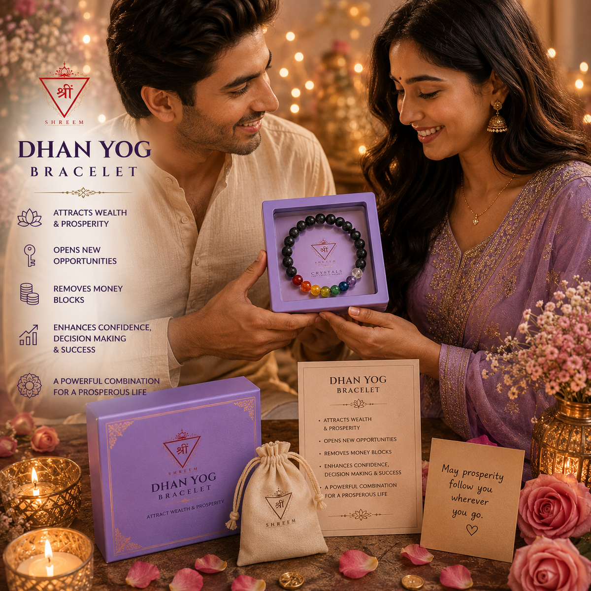 Dhan Yog crystal bracelet as a prosperity gift