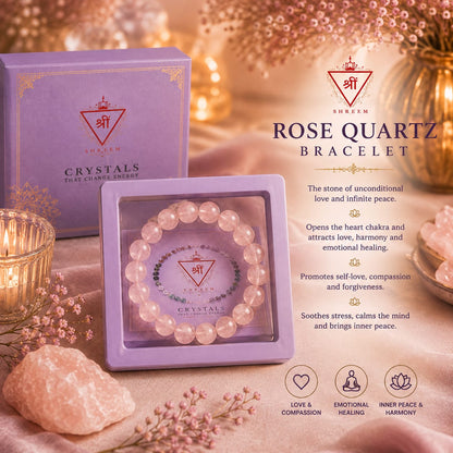 Rose Quartz bracelet in NATHSVIKAAR gift box with benefits